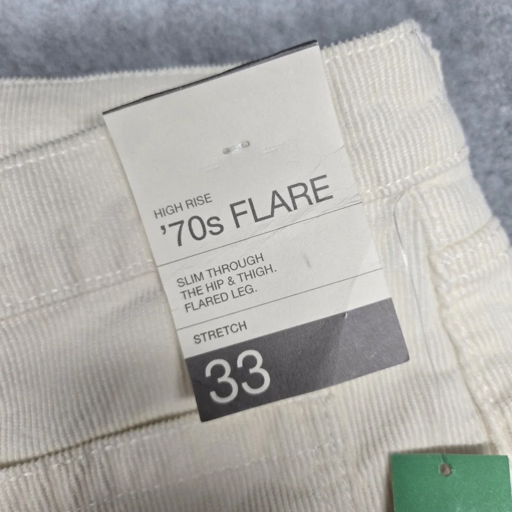 GAP Pants Womens 16R 33 White 70s‎ Flare High Rise Corduroy Stretch Pockets